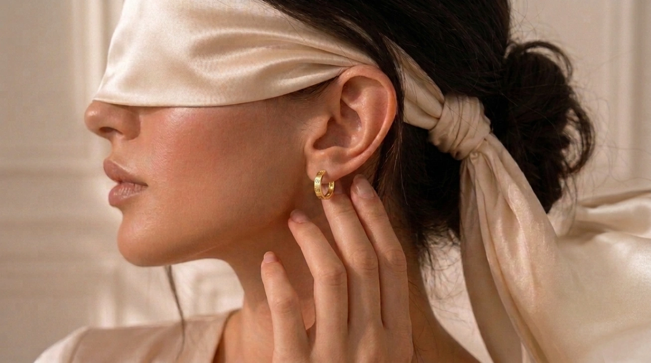 گوشواره طلا حلقه ای طرح کارتیه زنانه ندیلکو